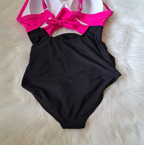 SALE. Eomenie Hot Pink and Black Swimsuit - Picture 8 of 13